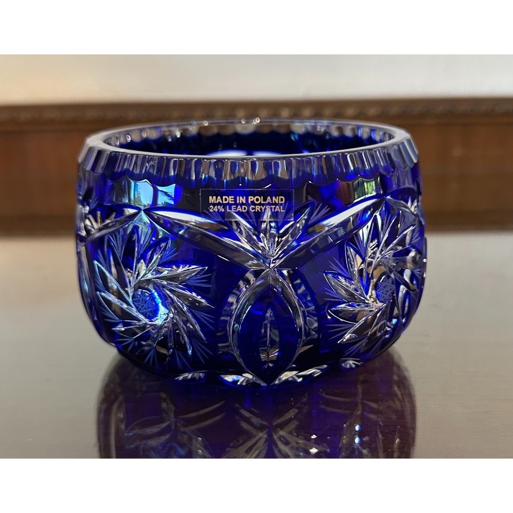 Vintage Sawtooth Pinwheel Cut to Clear Crystal Cobalt Blue Czech Bohemian Style‎